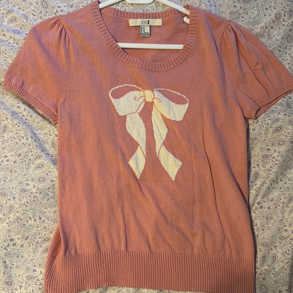 Forever 21 Pink Bow Shirt 100% Cotton